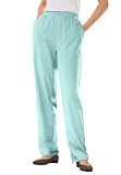 Woman Within Plus Size 7 Day Straight Leg Pants (Light Mint,L)