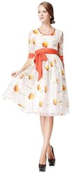 General Print Bubble Dress Elbow Length Sleeves Spring Chiffon  Dress
