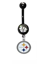 Sports: Pittsburgh Steelers Black Titanium Belly Button Ring - Body Studs