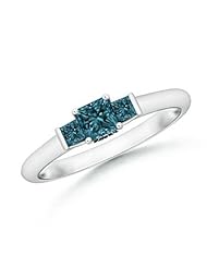 Enhanced Blue Diamond Three Stone Engagement Ring