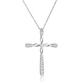 14k White Gold 1/6ctw Round Brilliant Diamond Cross Pendant (GH/I1-I2)