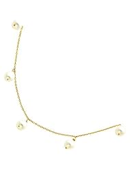 14K Gold White Cultured Round Pearl Necklace 16"