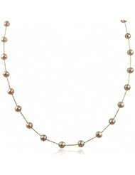 14kt 17" 5.5x6mm Natural Lavendar Near Round Freshwater Cultured Pearl Station Necklace