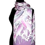 Silk batik shawl, 'Orchid Grace'