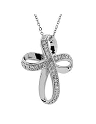 Sterling Silver and Diamond Cross Necklace