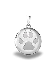 Sterling Silver "Cats Paw Print" Round Picture Locket - 3/4 Inch x 3/4 Inch and 1 Inch x 1 Inch