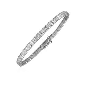 Forzieri Princess-cut Swarovski Crystal and Sterling Silver Tennis Bracelet by Forzieri