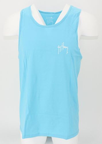 Guy Harvey Mens Tropical Star Tank Top, Medium, Pacific Blue