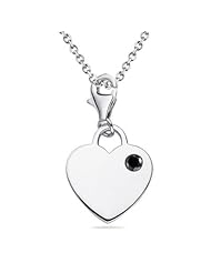 0.60 Cts Black Diamond Solitaire Multi-Purpose Heart Charm Pendant in Silver