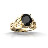 14K Yellow Gold Genuine Oval Black Onyx Celtic Claddagh Ring