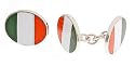 Handmade sterling silver and enamel "Irish Flag" chain link cufflinks with presentation box. Made in England