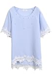 Mayuki Women's Studded Chiffon Top With Lace Detail