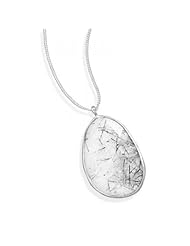 MMA Silver - 16 inch+1 inch+1 inchExtension Necklace with Rutilated Quartz Pendant