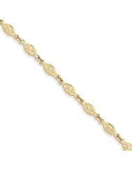 14k Yellow Gold 7in Polished Filigree Bracelet. Metal Wt- 2.78g