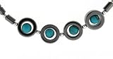 Hematite Necklace 16-18 Inches in Length - Imitation Turquoise in 4 Circles