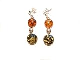 Sterling Silver Multi Color Amber Earrings