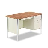 Alera Single Pedestal Steel Desk, 45w x 24d x 29-1/2h, Oak