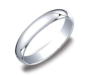 Men's 10k White Gold 4mm Traditional Plain Wedding Band, Size 10
