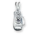 Sterling Silver Antiqued Boxing Glove Carm with 20 inch Sterling Silver Chain