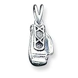 Sterling Silver Antiqued Boxing Glove Carm with 20 inch Sterling Silver Chain