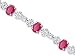 Intricate Design Round Cut Created Ruby & White CZ Gemstone Bracelet in Sterling Silver