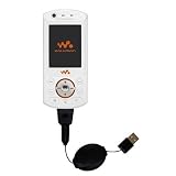 Einziehbares USB Kabel f�r Sony Ericsson W900i mit Hot Sync und aufladen Einsatzm�glichkeiten  von Gomadic mit TipExchange Technology