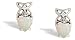 14K White Gold Genuine Heart Opal and Diamond Earrings