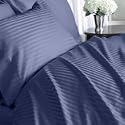 600 Thread Count Egyptian Cotton 600TC Down Comforter & Duvet Set, Queen, Navy Damask Stripe 600 TC