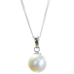 Wundersch�ner 925 Sterling Silber S��wasser-Perlen Damen - Anh�nger + Kette Wei� 9.0mm