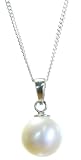 Wundersch�ner 925 Sterling Silber S��wasser-Perlen Damen - Anh�nger + Kette Wei� 9.0mm
