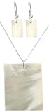 Sterling Silver Mother-of-Pearl Rectangle Drop Earrings and Pendant Set, 18