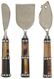 Decorative Cheese Set of Three with Beaded Horn Handles
