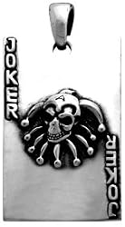 Skull Joker Ace Card Pewter Pendant Necklace