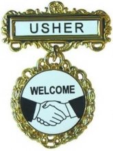 Swanson Christian Supply 80806 Badge Usher Welcome Pin Back Fancy Round Brass