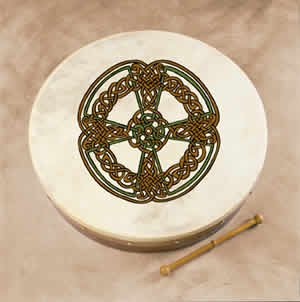 Bodhran (Irish Drum) 12" SMALL - Knotwork Cross Design