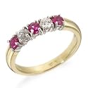 Eighteen Carat Gold Diamond and Ruby Five Stone Ring