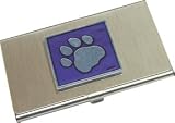 Purple Pawprint Business Card Holder / Case
