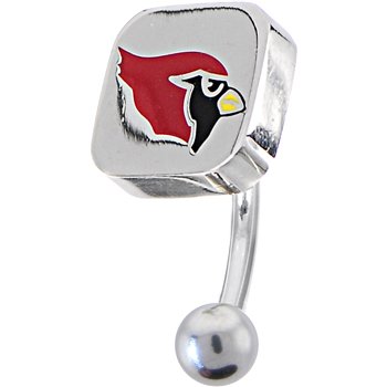 NFL Logo TOP Mount CURVED Belly Ring - Arizona Cardinals