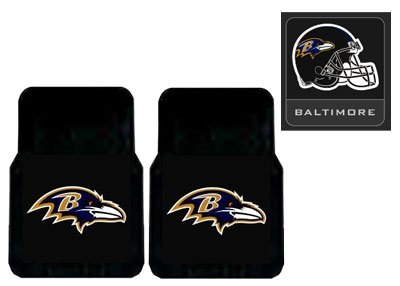 3-Piece Baltimore Ravens Automotive Interior Gift Set - A Set of 2 NFL Licensed Universal-Fit Molded Front Rubber Floor Mats and One Official NFL Licensed Team Helmet Logo Air Freshener Pine Forest Scent