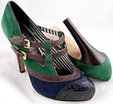 LAMB L.A.M.B. Oxford Pump Green/Navy Pump Heels