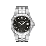 Bulova #96B123 Men's Stainless Steel Black Dial Bracelet Watch