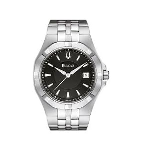 Bulova #96B123 Men's Stainless Steel Black Dial Bracelet Watch