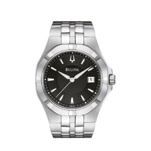 Bulova #96B123 Men's Stainless Steel Black Dial Bracelet Watch