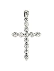 14K White Gold 1.01cttw Round Diamond Pendant