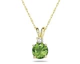 5mm Round Peridot and Diamond Stud Pendant in 14K Yellow Gold