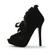 5 Inch High Heel Boots Velvet Ruffled Bootie Womens Sexy Shoes