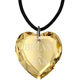 Custom Swarovski Golden Shadow Crystal HEART Leather Necklace