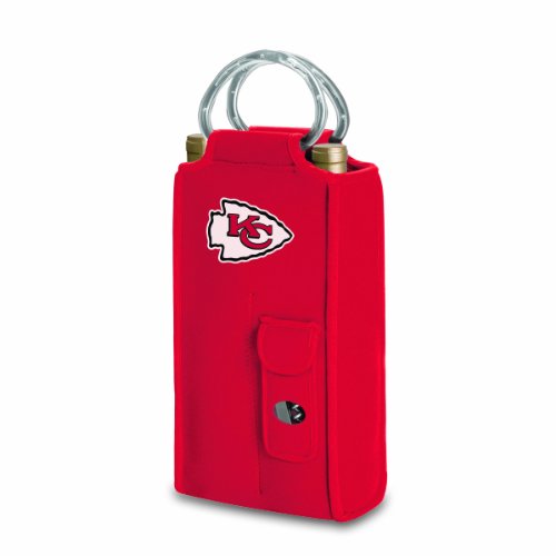 NFL Kansas City Chiefs Metro Brunello Insulated Neoprene Two-Bottle Wine Tote with Corkscrew, Red