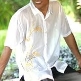 NOVICA Men's cotton shirt, 'Rice Paddy'