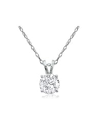 1/2 Carat Round Diamond Solitaire Necklace Pendant Crafted In Solid 14K White Gold With Free Blitz Jewelry Cleaner